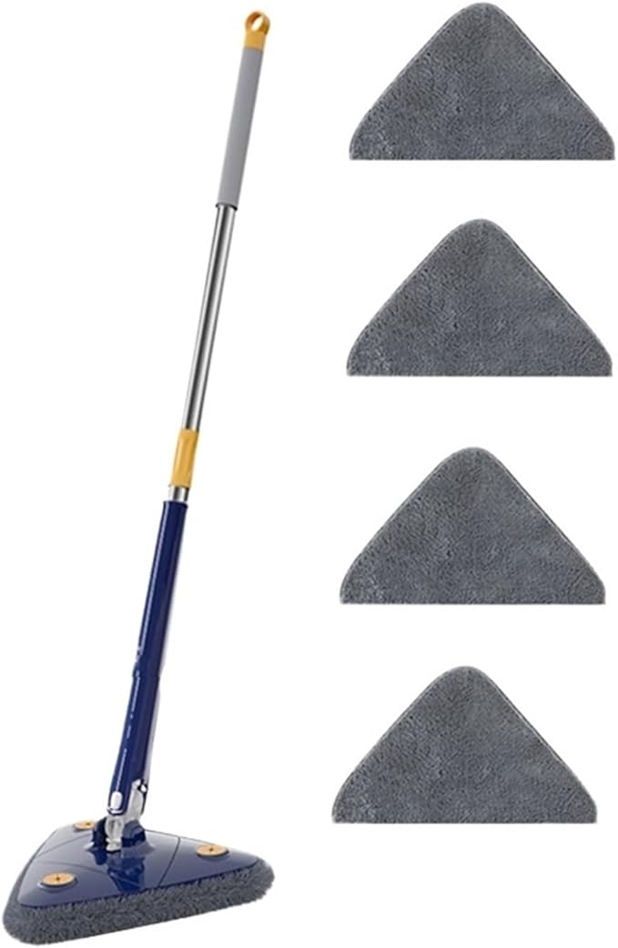 Extended Triangle Mop 360 Twist Squeeze Wringing XType Window Glass Toilet Bathrrom Floor Household Cleaning Ceiling Dusting(Brown)