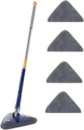 Extended Triangle Mop 360 Twist Squeeze Wringing XType Window Glass Toilet Bathrrom Floor Household Cleaning Ceiling Dusting(Brown)