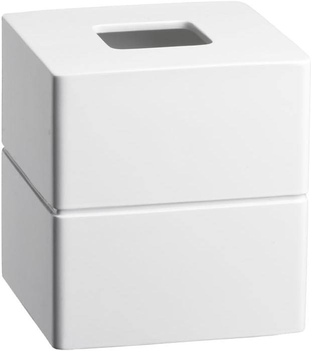 Kraftware Malibu Boutique Tissue Holder White Contemporary Bedroom Facial Tissue Box Cover Napkin Office Bathroom MADE IN U.S.A.