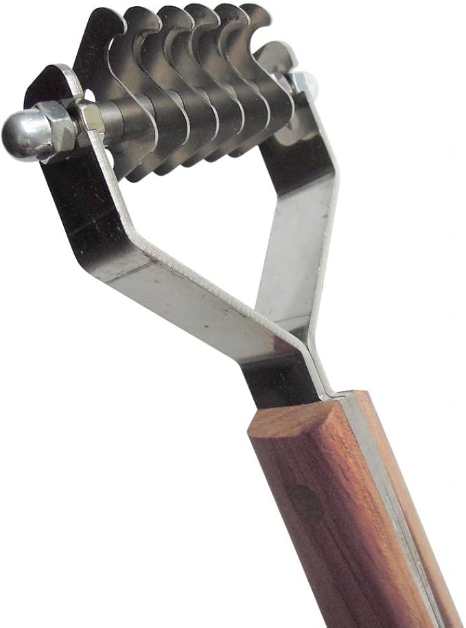 Mars Coat King Dematting Undercoat Grooming Rake Stripper Tool for Dogs and Cats Stainless Steel with Wooden Handle for Thick Coats 6-Blade Stripper for Groomers Pet Owners