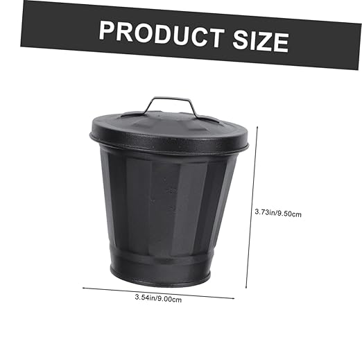 2sets Iron Garbage Can Metal Desktop Mini Wastebasket Farmhouse Style for Home Decor 2pcs*2