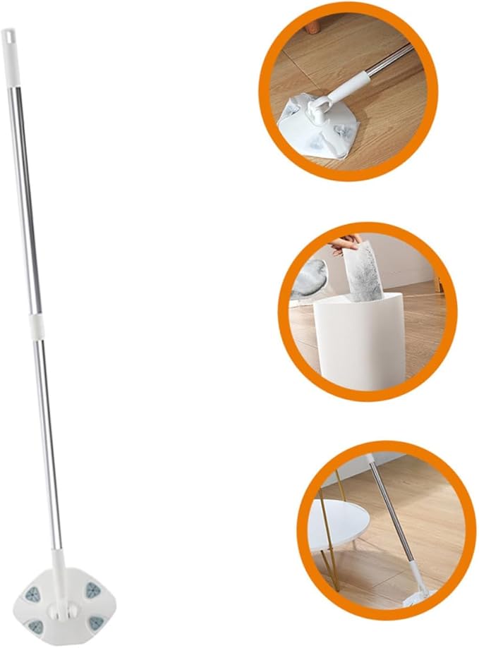 TEHAUX Rotatable Household Cleaning Dust Mop with Retractable Handle Dry Dust Mop for Floor Cleaning for Home Use