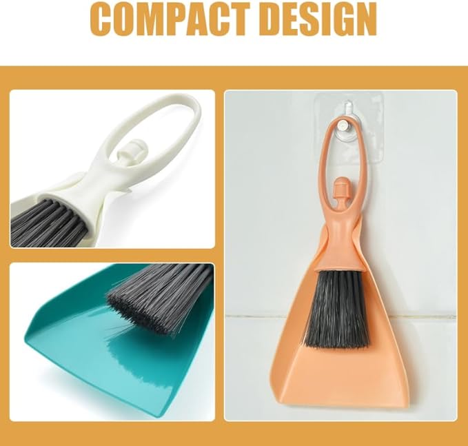 Cabilock Mini Dustpan and Brush Set 4 Sets Small Broom and Dustpan Set Desktop Cleaning Tool Accessories for Desktop Computer Keyboard Car Window