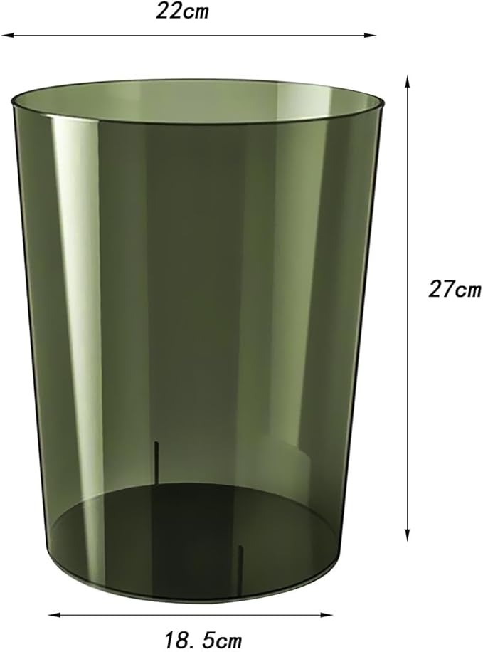 Qianly Wastepaper Basket Dustbin Clear Round Rubbish Bin Trash Can for Kids Room Office Kitchen Dressing Table Home L Green