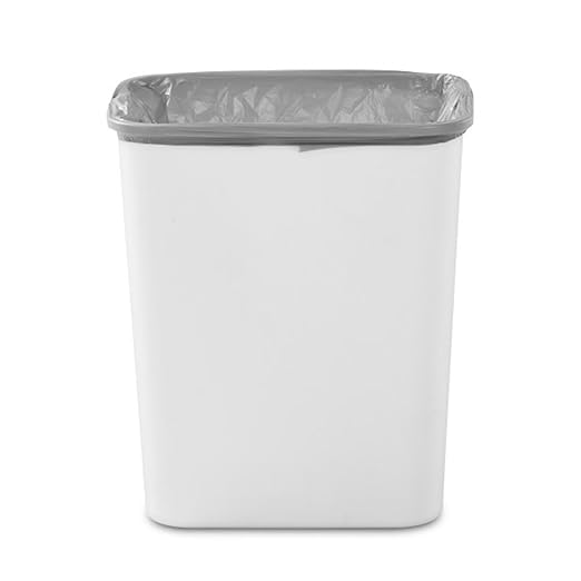 Sterilite 7.8 Gallon SwingTop Wastebasket Plastic Trash Can with Lid and Compact Design for Kitchen Office Dorm or Laundry Room White (12 Pack)