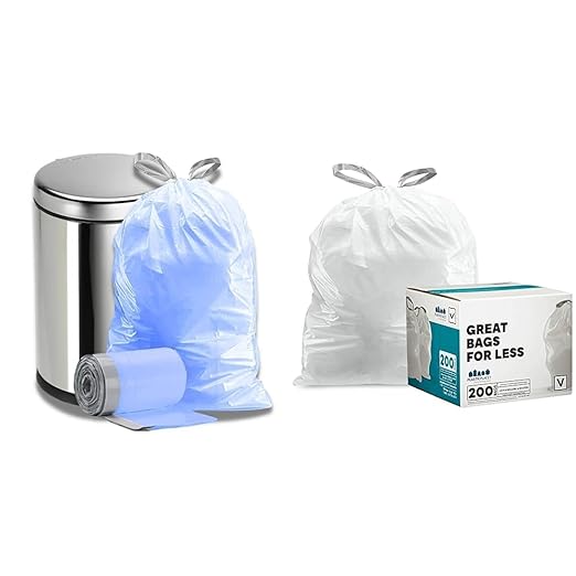 Plasticplace Simplehuman Compatible Trash Bags Bundle - Code H Blue Recycling Bags (200 Count) and Code V Kitchen Trash Bags (200 Count)