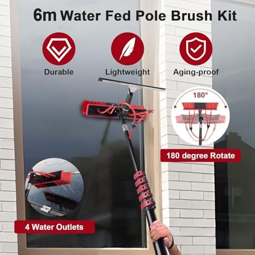 Glass Cleaning Brush Home Water Fed Telescopic Pole Kit Solar Panel Brush Rotating for Photovoltaic Panel3.6-10.8 m Water Fed Telescopic Brush for Cleaning Roof Solar Panel Cleaner Window