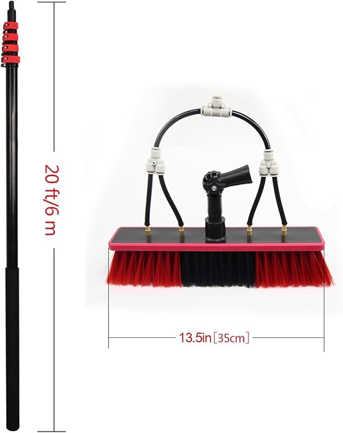 Window Cleaner with Long Handle Glass Cleaning Tools with Rotatable Cleaning Brush and Aluminum Alloy Telescopic Pole Window Cleaning Kit for Solar Panel Shower Glass Mirror Door Car