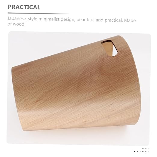 GLEAVI Japanese Style Wooden Trash Can Minimalist Home Office Wastebasket Portable Desk Garbage Bin for Bathroom Bedroom Kitchen Natural Wood Design