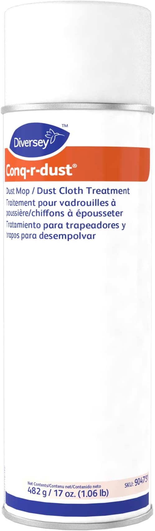 Diversey 904751 Conq-r-dust Dust Mop &amp Cloth Treatment Commercial Multi-Surface Dusting &amp Cleaning Spray Unscented Aerosol 17-Ounce