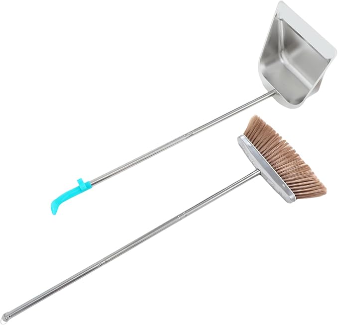 Hand Broom and Dustpan Set Stainless Steel Dustpan Handle Versatile Cleaning Tool for Home Office