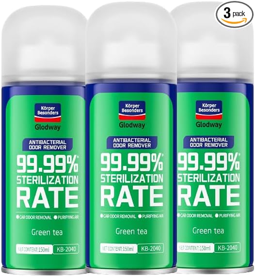 Glodway Whole Car Air Refresher SprayOdor Eliminator Eliminates Strong Vehicle OdorsGreen Tea Scent-6 Ounce Spray Bottle (Plack of 3)