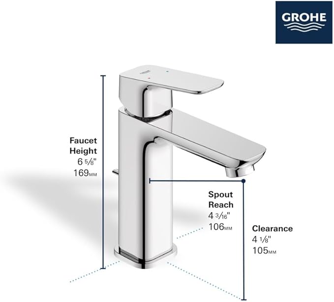 Grohe 101920GN00 Cubeo Single Hole Single Handle M-Size Bathroom Faucet 1.2 GPM Brushed Gold