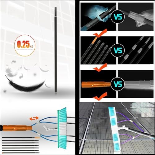 Adjustable Solar Panel and Window Cleaning Kit with Water Fed Pole for Outdoor Glass Roof and Window Washing