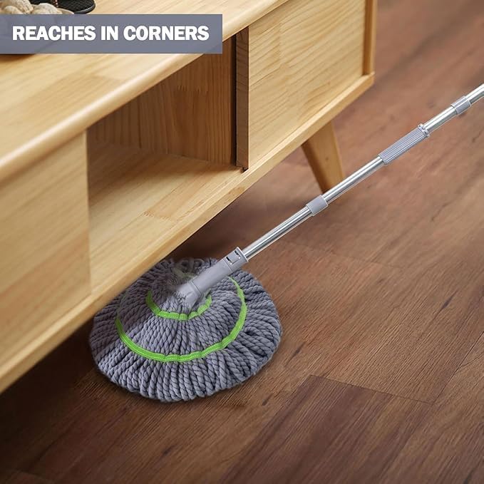 Self-Wringing Twist Mop with Microfiber Head – Reusable Floor Cleaning Mop with Extendable Stainless Steel Handle