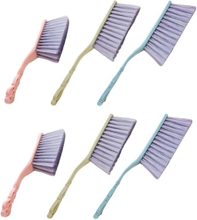 6pcs Hollow Handle Cleaning Brush Set Thickened Dusting and Sofa Cleaning Brushes for Household Bed and Furniture Multi-Color Blue Green Pink Sturdy Dust Remover Tools for Home
