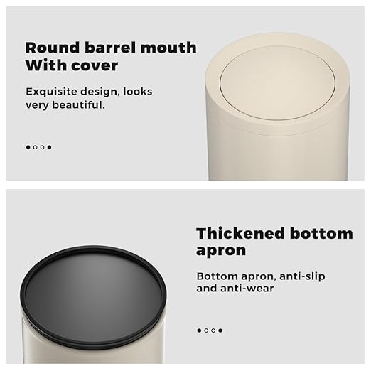 3.1GAL Metal Bathroom Garbage Can with Lid Modern Garbage Can Swing LidDouble BucketSmall Wastebasket for BedroomLiving RoomOfficeBankHotel