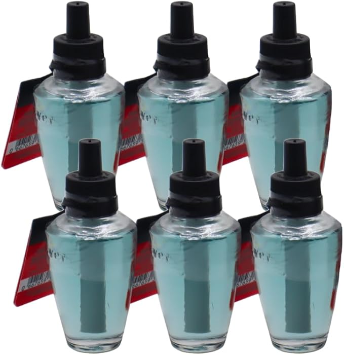 Bath &amp Body Works FRESH BALSAM Wallflowers Home Fragrance Refill Gift Set with 30-Inch Forest Green Ribbon and Metallic Gold Stripes &amp Sheer Accents for Holidays 0.8 fl oz each - Pack of 6