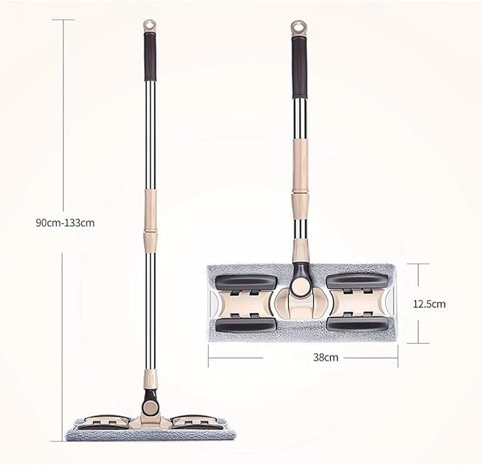 360 Degree Spin Mop with Microfiber Pads Flat Mop Floor Telescopic Handle Home Kitchen Floor Cleaner Wood Ceramic