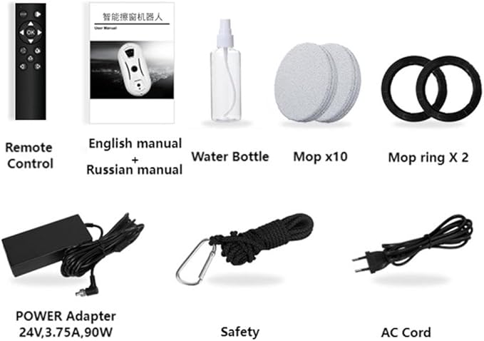 Smart Window Cleaning Robot Dual-Rotation Mop System with AI Planning &amp Remote Control 20-Minute UPS Battery Backup for Anti-Fall Safety Automatic Window Vacuum Cleaner for Glass Walls Tiles