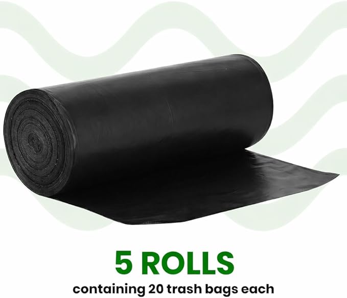 Easy Grab Trash Bags 55-60 Gallon (100 Count) - Super High Density Rolls (Heavy Duty Can Liners Garbage Bags Bulk Contractor Bags with 50 55 60 Gallon Capacity) (Black)