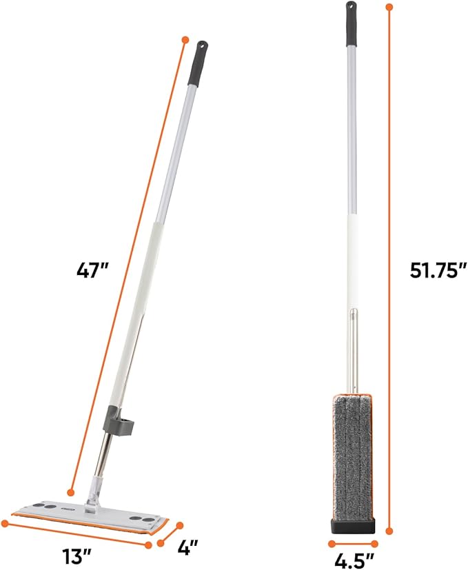 Superio Self-Wringing Microfiber Cleaning Mop with Hands-Free Wringing Blade and Reusable &amp Washable 8 x 4.5 Microfiber Mopping Pad for Home Kitchen Bathroom Streak-Free Cleaning