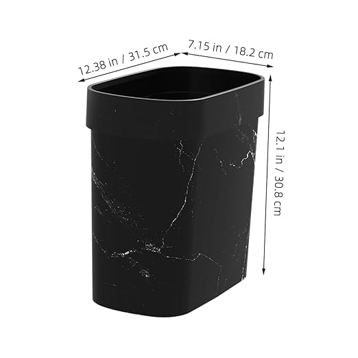 PRETYZOOM Elegant Marble Design Trash Can Compact Waste Basket Swing Lid for Bedroom Bathroom
