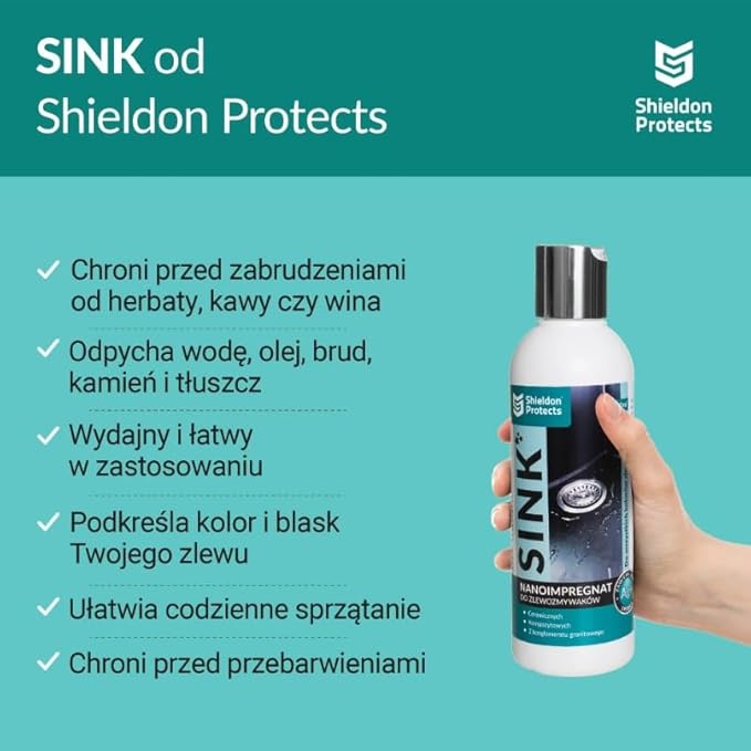 Shieldon Sink Care Kit – Cleaner &amp Nano Sealer for Granite Composite Ceramic &amp Natural Stone Sinks – Restores Shine Repels Stains Grease &amp Hard Water – 2 Sponges &amp Microfiber Cloth