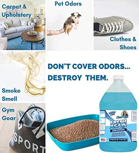Chem-Girl | FRESH AGAIN Odor Remover &amp Deodorizer - Neutralizes Foul Odors in Upholstery Carpet Air Shoes Rugs Clothes Dog Beds Litter Boxes | Industrial Strength Concentrate - 1 Quart