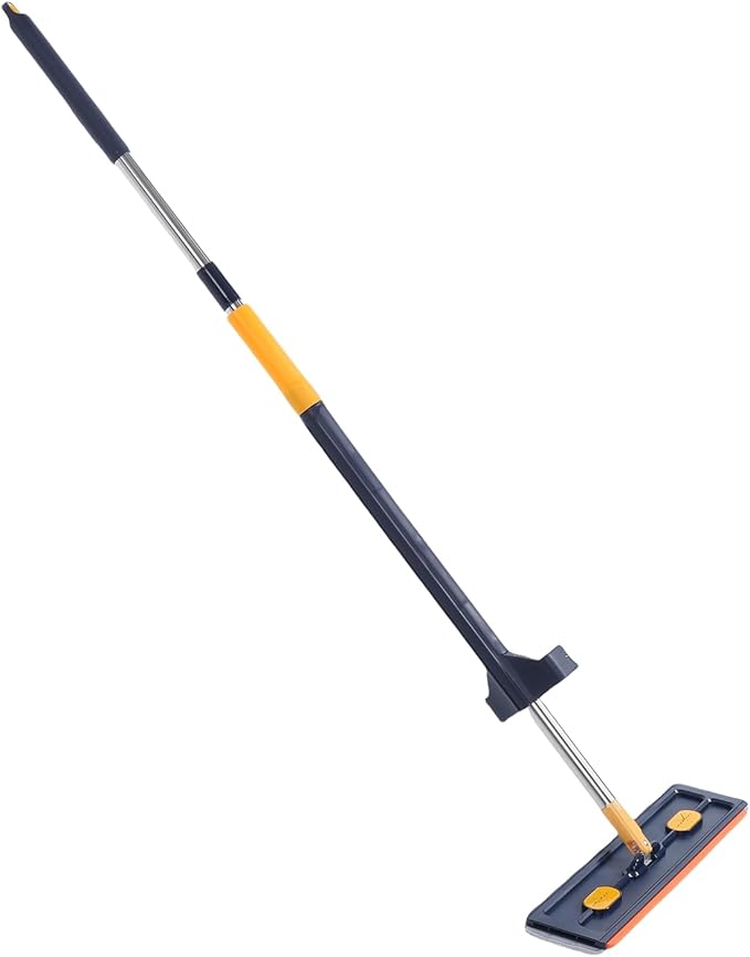 Dioche Flat Mop Set with 6 Reusable Microfiber Pads - Stainless Steel Handle 360° Rotating Mop for Easy Cleaning on Tile Wood and Laminate Floors (Dark Blue+6 Microfiber Reusable Pads)