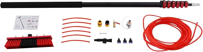 29.5FT Window Cleaning Water Fed Brush Kit 13.2'' Detachable Brush Head Window Glass Washing Cleaner Equipment Kit Adjustable Telescopic Pole Tool for Household &amp Outdoor