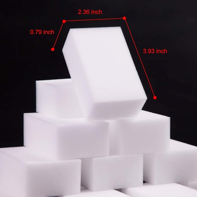 100 Pack Magic Sponge Eraser Extra Thick and Long Lasting Melamine Cleaning Sponges in Bulk - Multi Surface Power Scrubber Foam Cleaning Pads - Bathtub Floor Baseboard Bathroom Wall Cleaner