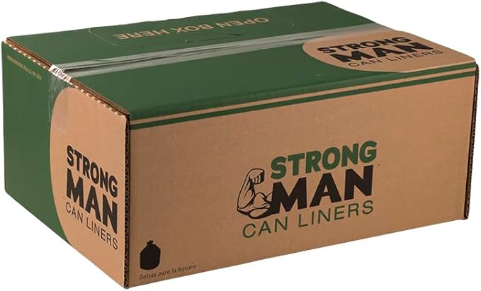 Strongman SM434723 41 Mic 56 Gallon Black Garbage Bag Heavy Duty Contractor Trash Bag Black Contractor Bags Construction Trash Bags Heavy Duty Liner Yard Trash Tall Kitchen Bags - 100 Count