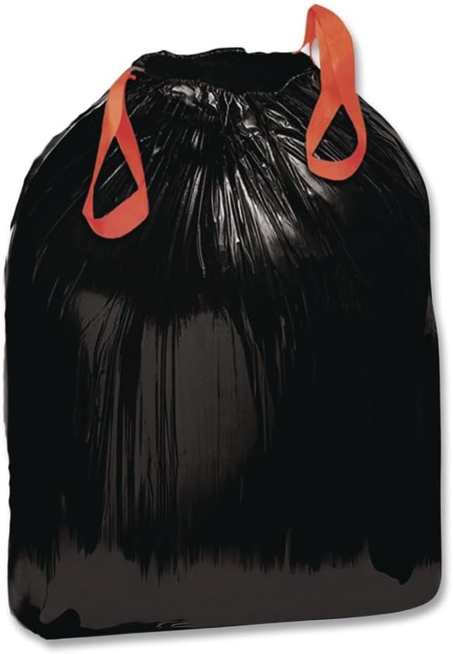 Draw 'n Tie 1518606 30.5 in. x 33 in. 30 Gallon 1.2 mil Heavy-Duty Trash Bags - Black (200/Box)