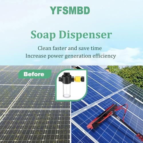 Glass Cleaning Brush Home Water Fed Telescopic Pole Kit Solar Panel Brush Rotating for Photovoltaic Panel3.6-10.8 m Water Fed Window Cleaning Pole with 180° Rotating Brush &amp Scraper &amp Soap
