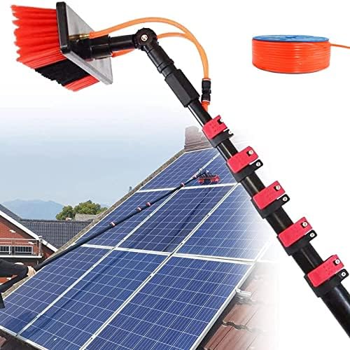 Glass Cleaning Brush Home Water Fed Telescopic Pole Kit Solar Panel Brush Rotating for Photovoltaic Panel10.8M Telescopic Cleaning Brush for Solar Panels &amp Windows - Water Fed Multi-Angle E