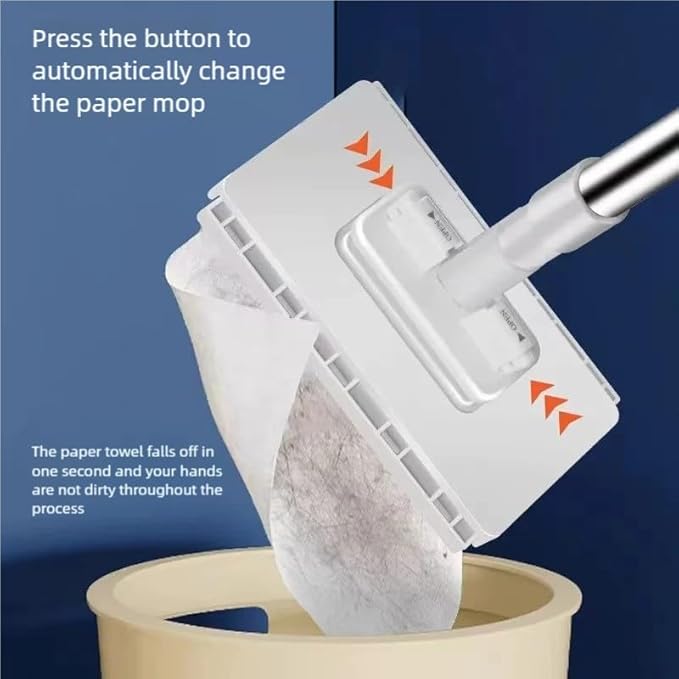 Quick-Change Microfiber Mop Stick with 10 Reusable Pads - 40 Lightweight Telescopic Handle Easy One-Touch Clip Washable Pads for Floor &amp Household Surface Cleaning