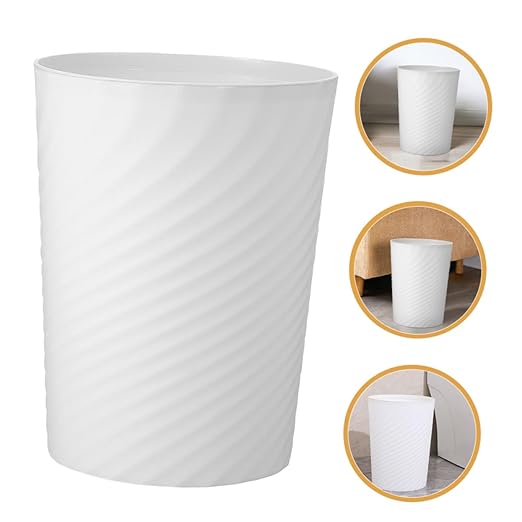 Alipis Practical Trash Can Medium Open Top Wastebasket for Bathroom Office Kitchen and Home Use Versatile Garbage Container White
