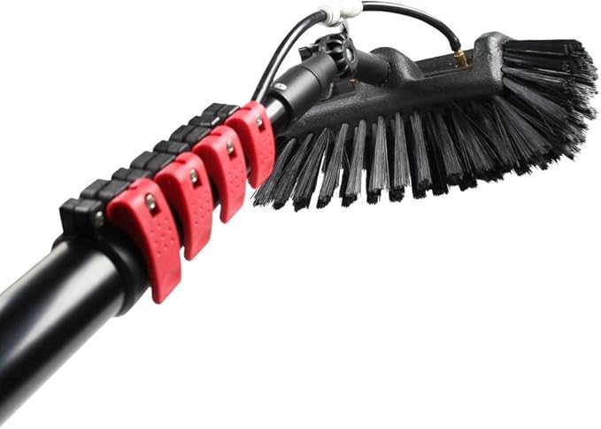 Glass Cleaning Brush Home Water Fed Telescopic Pole Kit Solar Panel Brush Rotating for Photovoltaic PanelTelescopic Window Cleaner with 5 Surface Brush Window Wiper and Solar Panel Adjustab