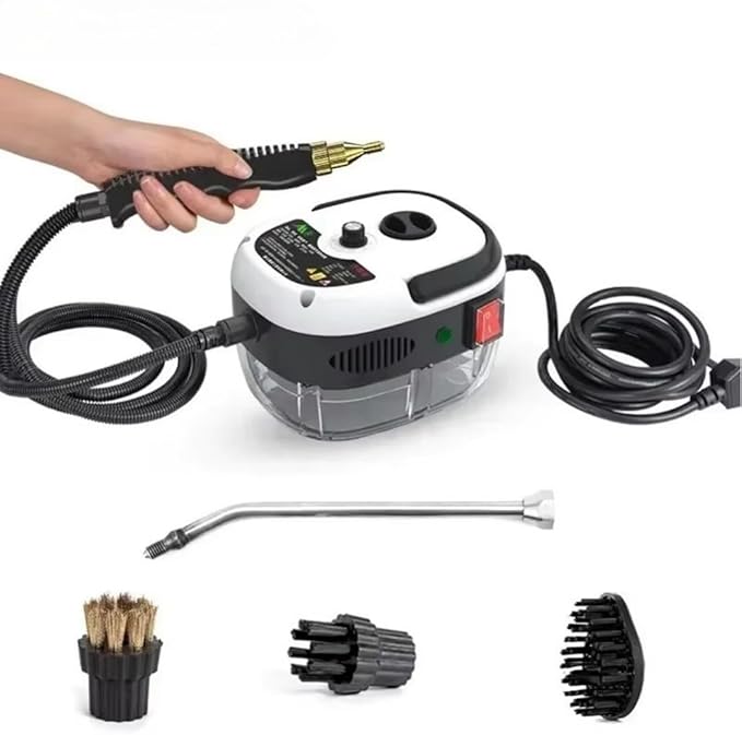 2500W Portable High Temperature and Pressure Steam Cleaners 900 ml capacity 3 Bar with Brush Heads For Air Conditioning Kitchen Hood Steam Cleaning Machine for Cars Floor Cleaning (white)
