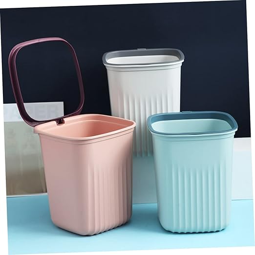 Amosfun 3pcs Wastebaskets Kitchen Trash Can Trash Basket Storage Basket Plastic Can Home Waste Bin