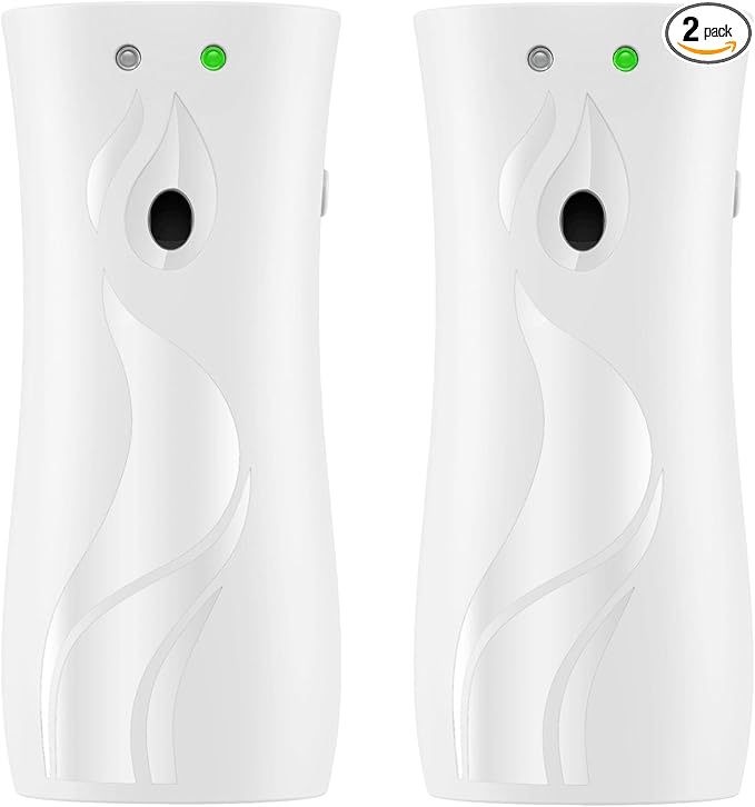 Automatic Air Freshener Spray Dispenser 2-Pack Wall Mounted or FreestandingMultiple Time SettingsCommercial and Home Use in Bathrooms Offices Living Rooms and Commercial Places (White 1121)