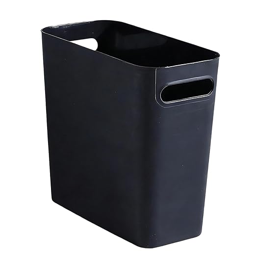 2.4 Gallon Slim Trash Can Small Plastic Wastebasket for Bathroom Office Kitchen Narrow Space Under Sink or Desk (Black)