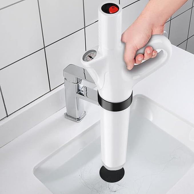 Electric Toilet Plunger ABS High Pressure Toilet Dredge with Barometer Air Plunger Drain Clog Remover Applied to Sink Bathroom Floor Drain Clogged Pipe