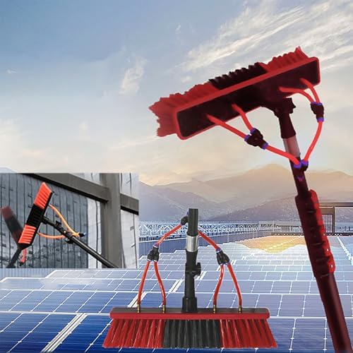 Glass Cleaning Brush Home Water Fed Telescopic Pole Kit Solar Panel Brush Rotating for Photovoltaic PanelTelescopic Solar Panel Cleaning Brush - 6m High Pole Cleaner with 35cm Brush Head fo
