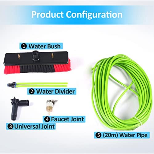 Glass Cleaning Brush Home Water Fed Telescopic Pole Kit Solar Panel Brush Rotating for Photovoltaic PanelWindow Cleaner Window Cleaning Kit Lightweight Aluminum Alloy Water Fed Pole Solar