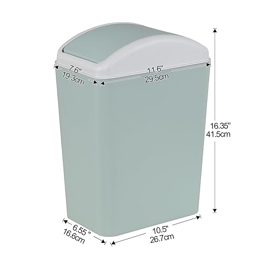 4.2 Gallon Compact Plastic Bathroom Trash Can Swing Kitchen Garbage Bin (Green)