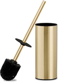 304 Stainless Steel Toilet Bowl Brush and Holder Set Circular Floor Toilet Brush Holder Long Handle Bathroom Heavy-Duty Cleaner High-End Cylinder Wall2 Brush Head (Brushed Gold) YIGUANXIN