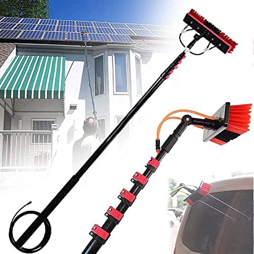 Glass Cleaning Brush Household Water Supply Telescopic Pole Kit Solar Panel Rotating Brush Solar Photovoltaic PanelsWater Fed Pole Kit Extension Pole Outdoor Window Washer Wand B