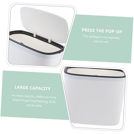 Alipis Mini Press Trash Can Lid High-Capacity Plastic Garbage Container for Bathroom and Kitchen Compact Waste Basket Automatic Pop-Up Lid